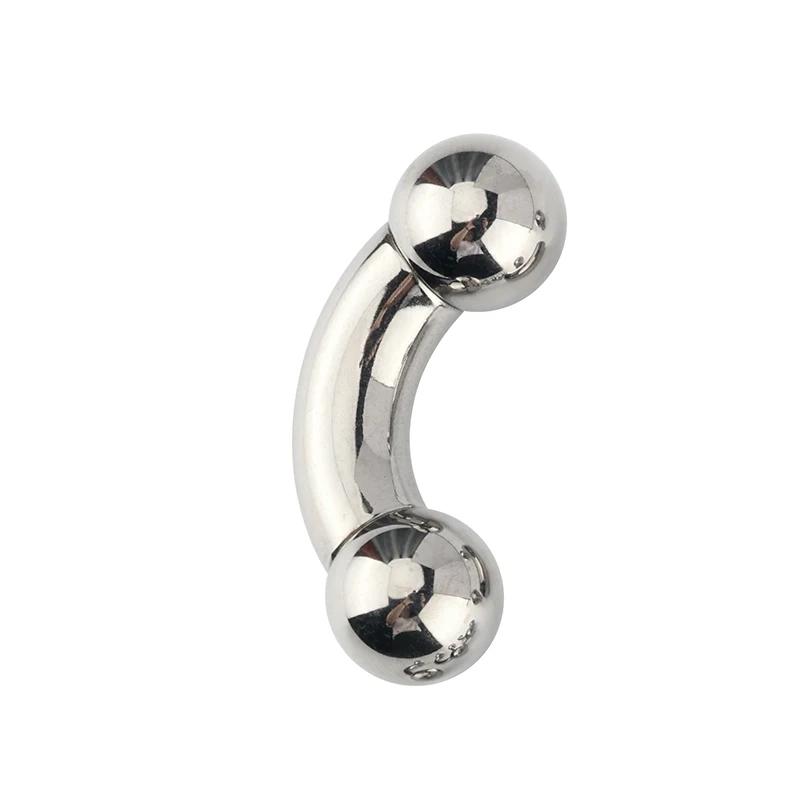 

ASTM F136 Titanium PIERC Curved Barbell Nose Ring Large size 0G-12G Threaded With Balls Earring Lip Stud Eyebrow Labret Piercing 2x10x5mm