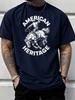 Unisexs Casual Short Sleeve T Shirt American Heritage Cowboy Print Crew Neck Cotton Tee Loose Western Summer Tops For Adult Guys