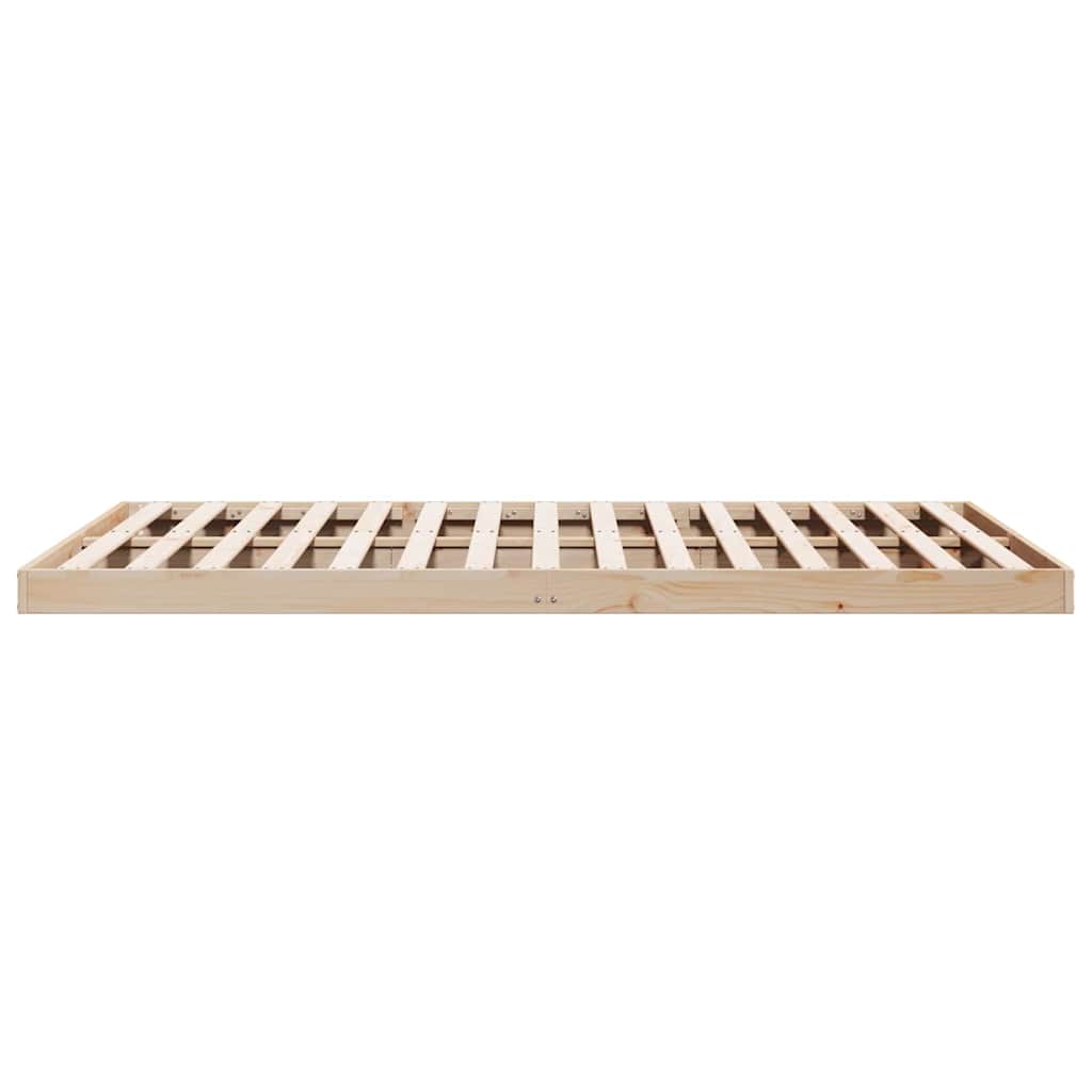 Floor Bed Frame Natural 213.5 x 204 x 9 cm Solid Pine Wood