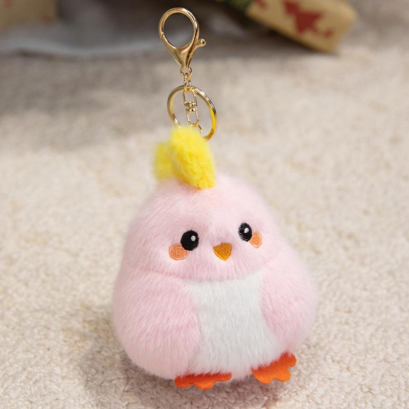 Pretty Cartoon Colorful Chick Plush Toys Cozy Fluffy Mini Chick Toys Funny Hanging Animal Doll Keychain Bags Decor Nice Gift