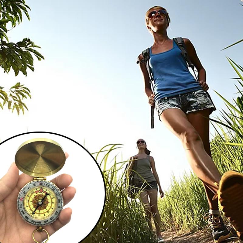Compass Outdoor Tool Camping Hiking Portable Pocket Brass Copper Double Display Compass Navigation