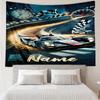 Custom Name Racing Print Tapestry, Backdrop, Easy Setup, Ideal for Bedroom, Office & Living Room, with Aesthetic Wall Hanging Decor.
