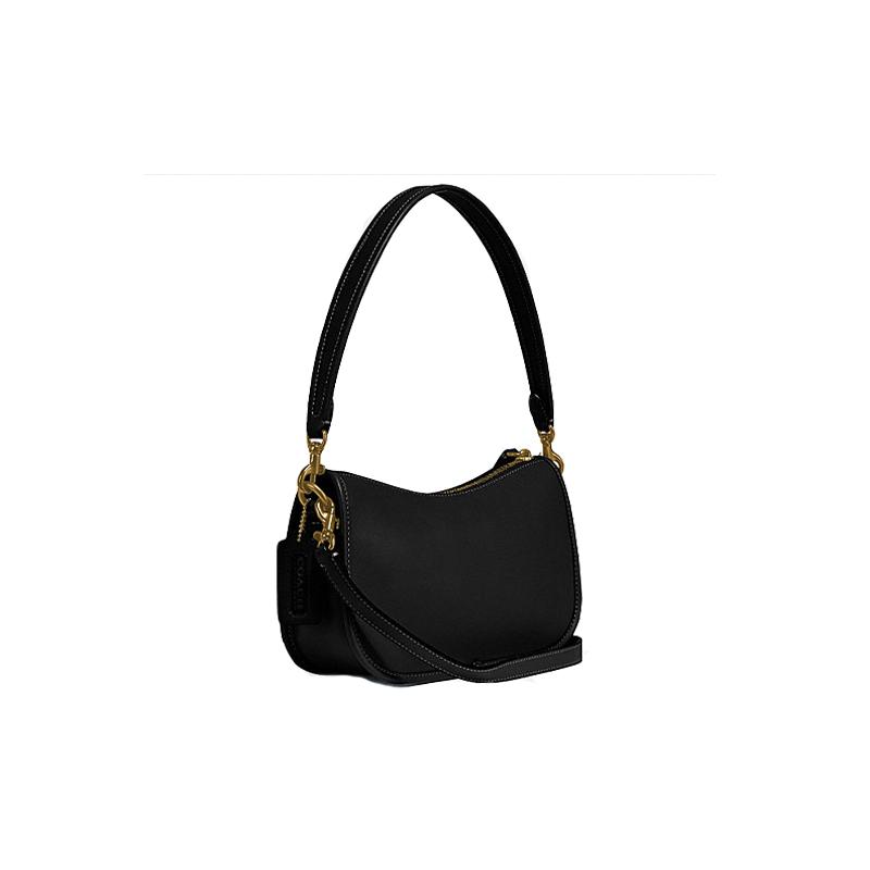 Coach Swinger 23 Casual Solid Color Zipper Closure Leather Armpit Bag Mahjong Bag Handbag Shoulder Bag Women's Black
