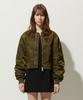Lady Volume Crop Bomber Jacket_Khaki