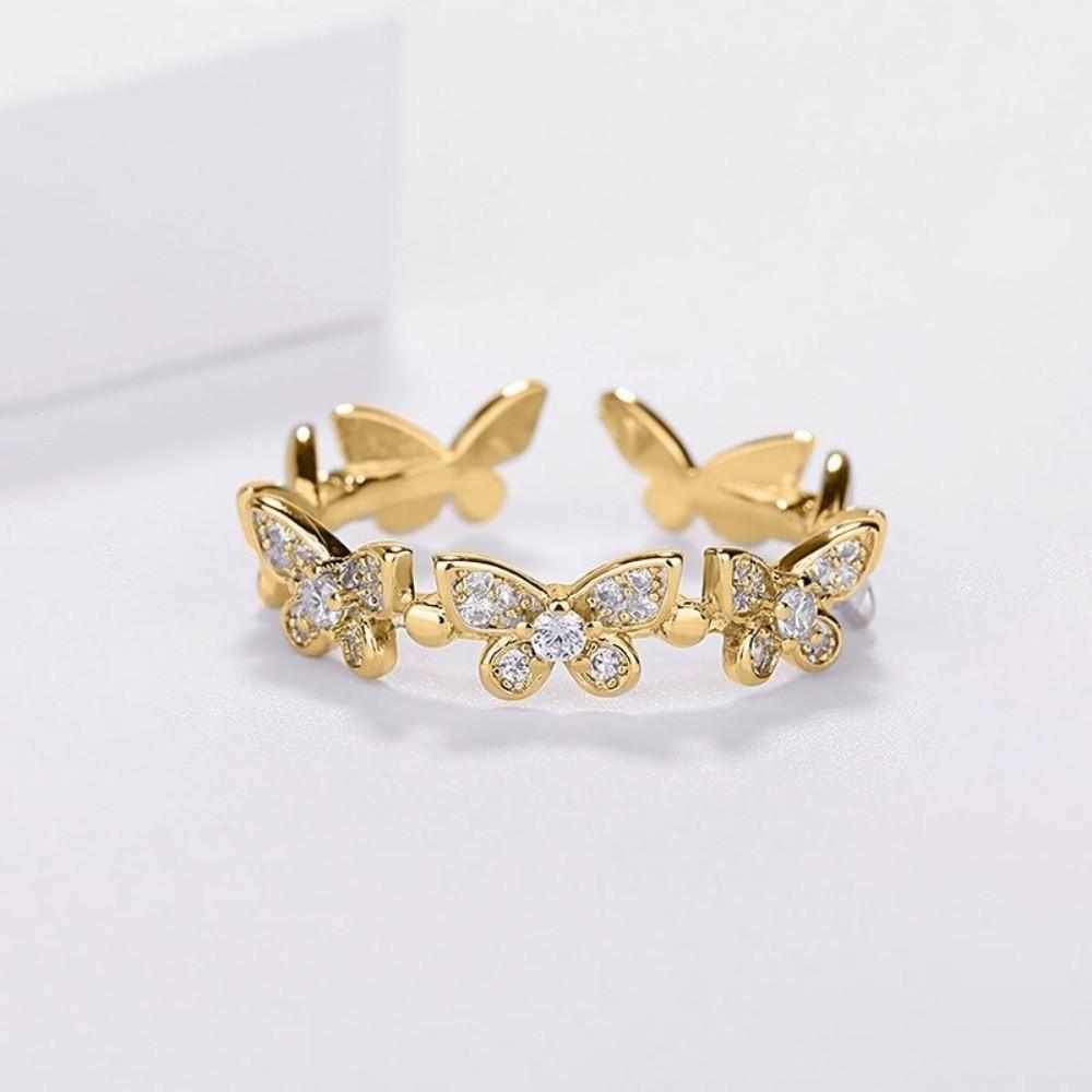 Minimalist Style Zircon Rings Vintage Finger Rings Stackable Butterfly Rings Girls Jewelry