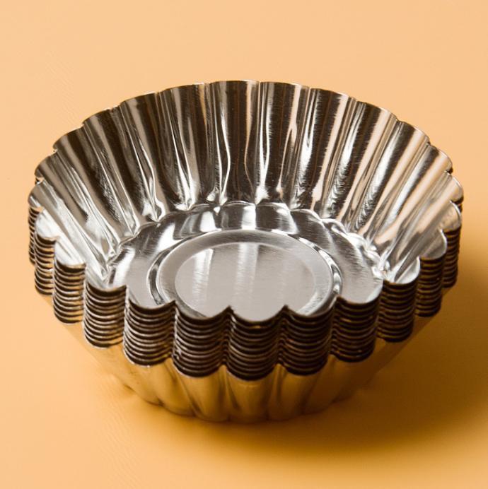 10pcs/set 7cm Tinplate Flower Cake Egg Tart Mold Kitchen Tools Baking Mould (Color: Silver)