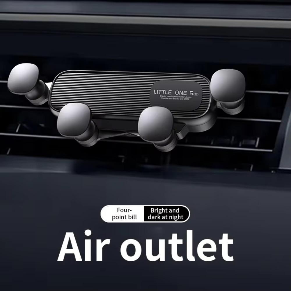 Black Car Phone Holder, Retractable Gravity Air Vent Mount, Car Interior Accessory