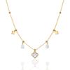 14K Gold Plated Stainless Steel Necklace, Zircons, Clover Nst2332
