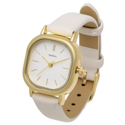 [Fieldwork] Women's Watch Analog Leather Strap Simple Rectangle White Suck GY080-1 White