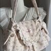 Korean Sweet Lovely Floral Tote Bag Women Lace Large Capacity Canvas Shoulder Bag Ladies Harajuku Gentle Versatile Underarm Bags