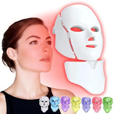 7 colori led maschera facciale macchina terapia fotonica leggera acne viso e collo set bellezza led trattamento della luce ringiovanimento della pelle
