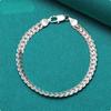 Bracciale in Argento 925 6mm 18/19/20cm Catena Piatta con Maglie Accoppiate Chiusura ad Aragosta Per Donna Uomo Gioielli per Matrimonio Fidanzamento