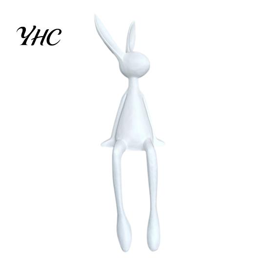 Sitting Rabbit Figurine Long-legged Bunny Resin Statue Animal Sculpture Home Office Bookshelf Desktop Easter Decoration Ornament белый