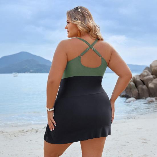 Jednodílné plavky Halter Bez zad Vysoký pas Nastavitelná ramínka Vyjímatelné vycpávky Monokini Patchwork Barva Plavky