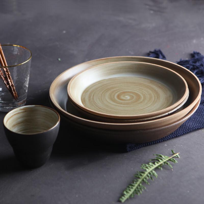 Japanese Retro Coarse Pottery Dinner Plate