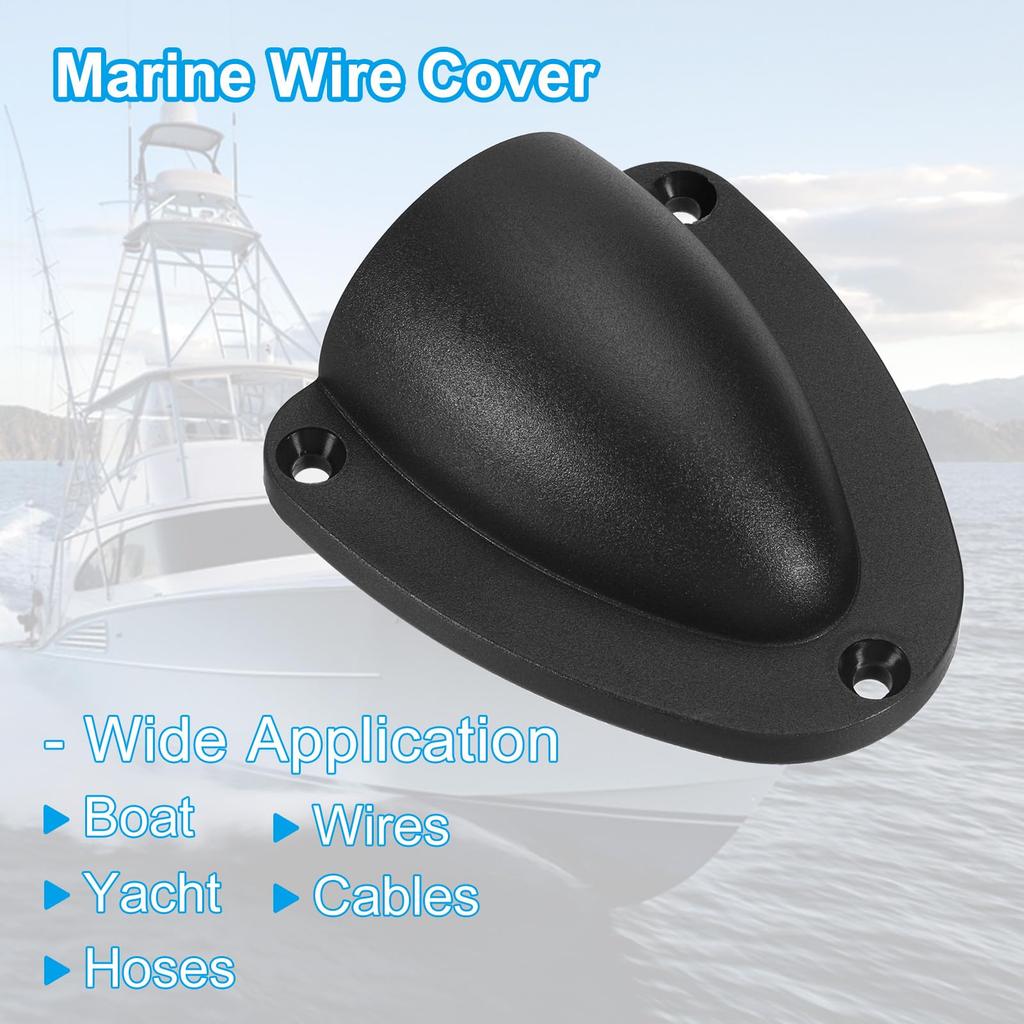 PATIKIL 2-29/32" Nylon Marine Wire Cable Vent Cover for Boat Yacht, 2 Plastic Clamshell Vent Caps with Mounting Screws, Black