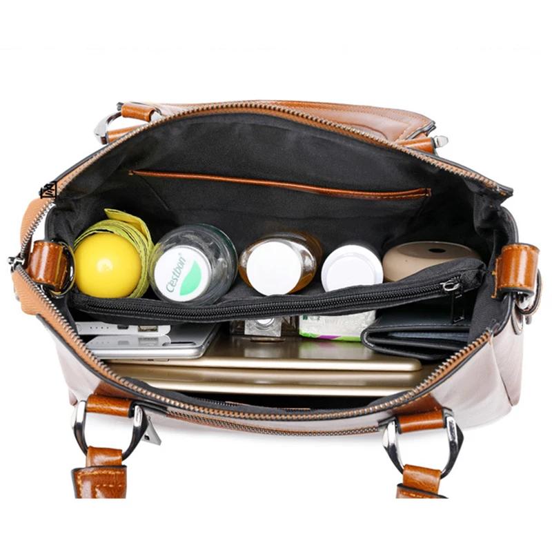 Borsa a Mano in Vera Pelle da Donna Borsa a Spalla a Tracolla Tote Borsa con Manico Superiore Casual Designer Femminile Pelle di Mucca Cera ad Olio Borsa a Messaggero