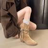 Wasteland Retro Tassel Women’s Mid-Calf Martin Boots - Spring/Autumn 2025, Prairie Pointed Toe, Chunky Heel, Ankle, Stacked Design.
