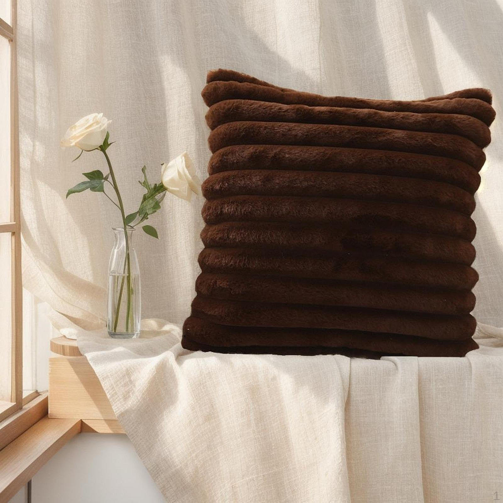 

Искусственный мех плюшевая квадратная подушка чехол декоративная наволочка плед для дивана кресла отеля темно-коричневого