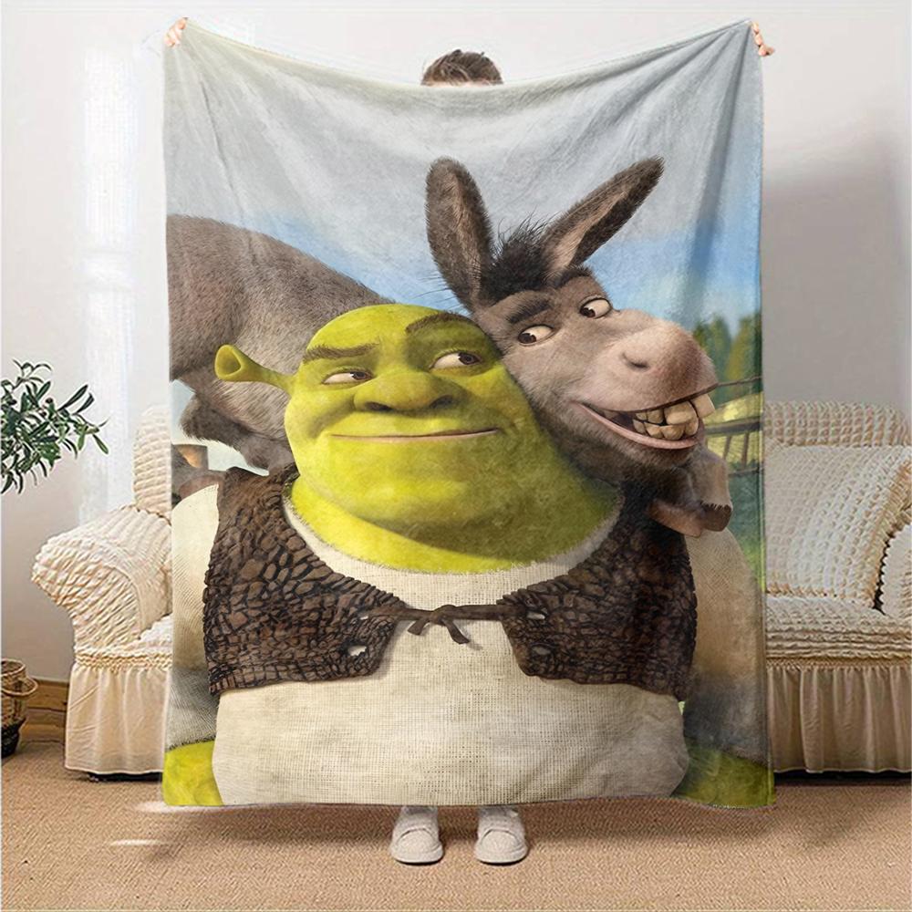 Shrek Theme Printed Blanket - Perfect for Couch, Bed, Travel & Outdoor Use | Machine Washable, Cozy & Durable.