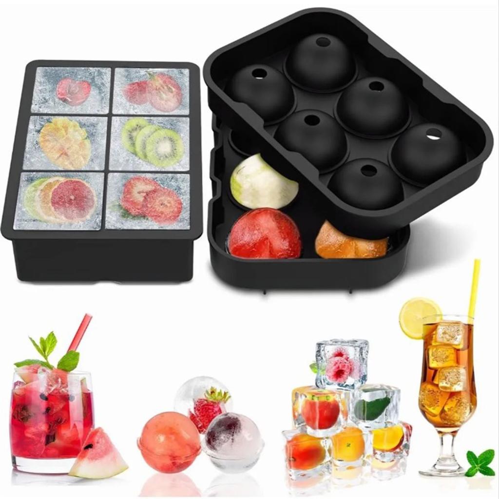 Ice Tray Ice Cube Ball Maker Mold Silicone Box Easy Release with Lid for Bar Home