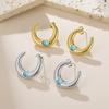 Teamer Turquoise Crescent Stud Earring For Women Girls Gold Color Stainless Steel Simple Style Fashion Jewelry Birthday Gift