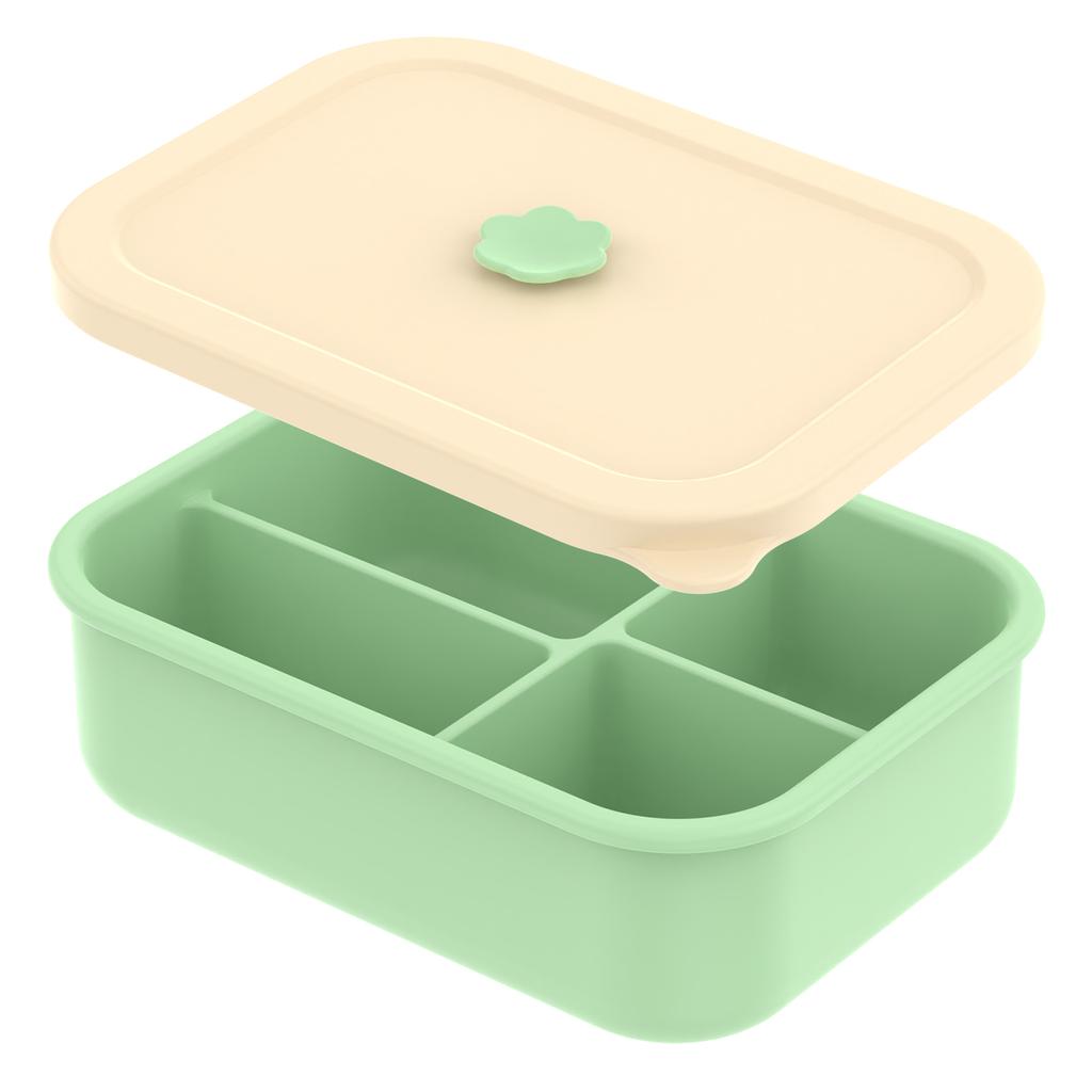 4 Compartment Lunch Box Leak Proof Silicone Meal Boxes with Lids Snack Container Microwave Oven Bento Box for Adult and Students