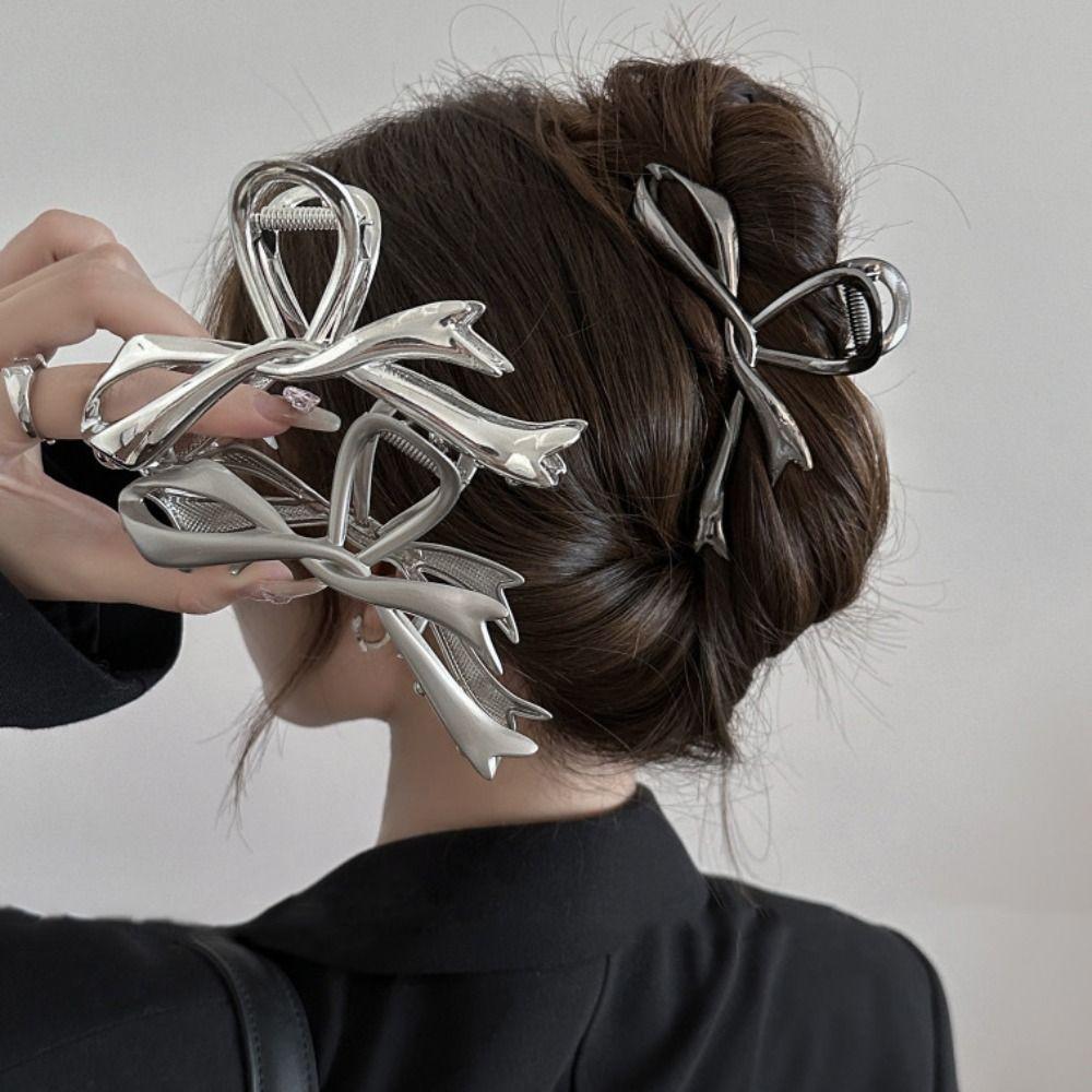 

Hairgrips Irregular Hair Claw Gold Geometric Hair Crab Clip Large Bow Hair Claw Streetwear срібний