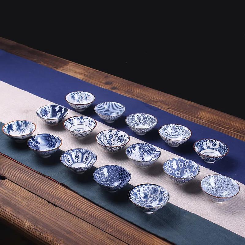 6PCS/Set Chinese Ceramic Blue And White Porcelain Kung Fu Tea Set Drinkware Retro Tea Cup Gaiwan Creative Gifts Randomly Styles