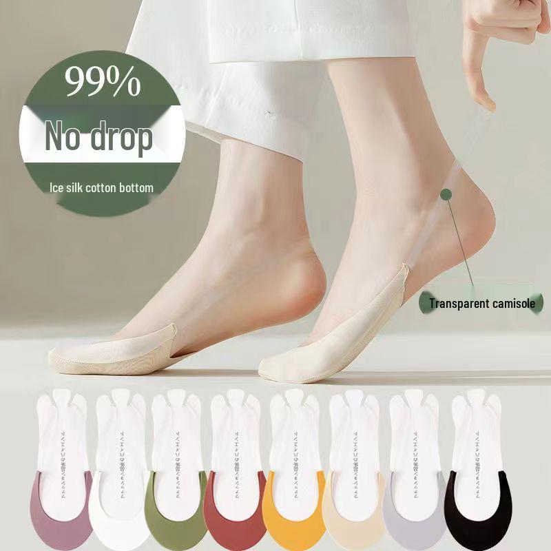 

Invisible Ice Silk Women s No-Show Socks with Transparent Cut-Out Heel Green