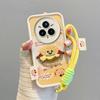 KEYSION Cartoon Cute Plush Embroidery Case for Realme 14 Pro+ 5G with Lanyard Shockproof Phone Cover for OPPO Realme 14 Pro 5G