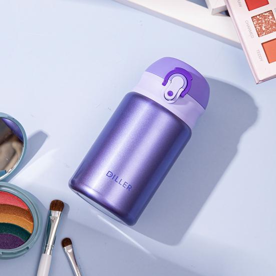 Thermos Sottovuoto 300ML Tappo a Flip Conservazione del Calore Design Compatto Mini Isolato Acciaio Inossidabile