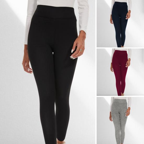 Women Leggings Solid Color High Waist Plush Lining Thickened Warm Pants Tight Fit Cold Weather Leggings