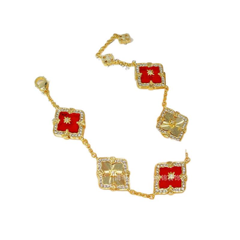 Buccellati Armband Kleeblatt Fünfblättrig Laser Diamant Doppelseitig Mädchen Retro Hof