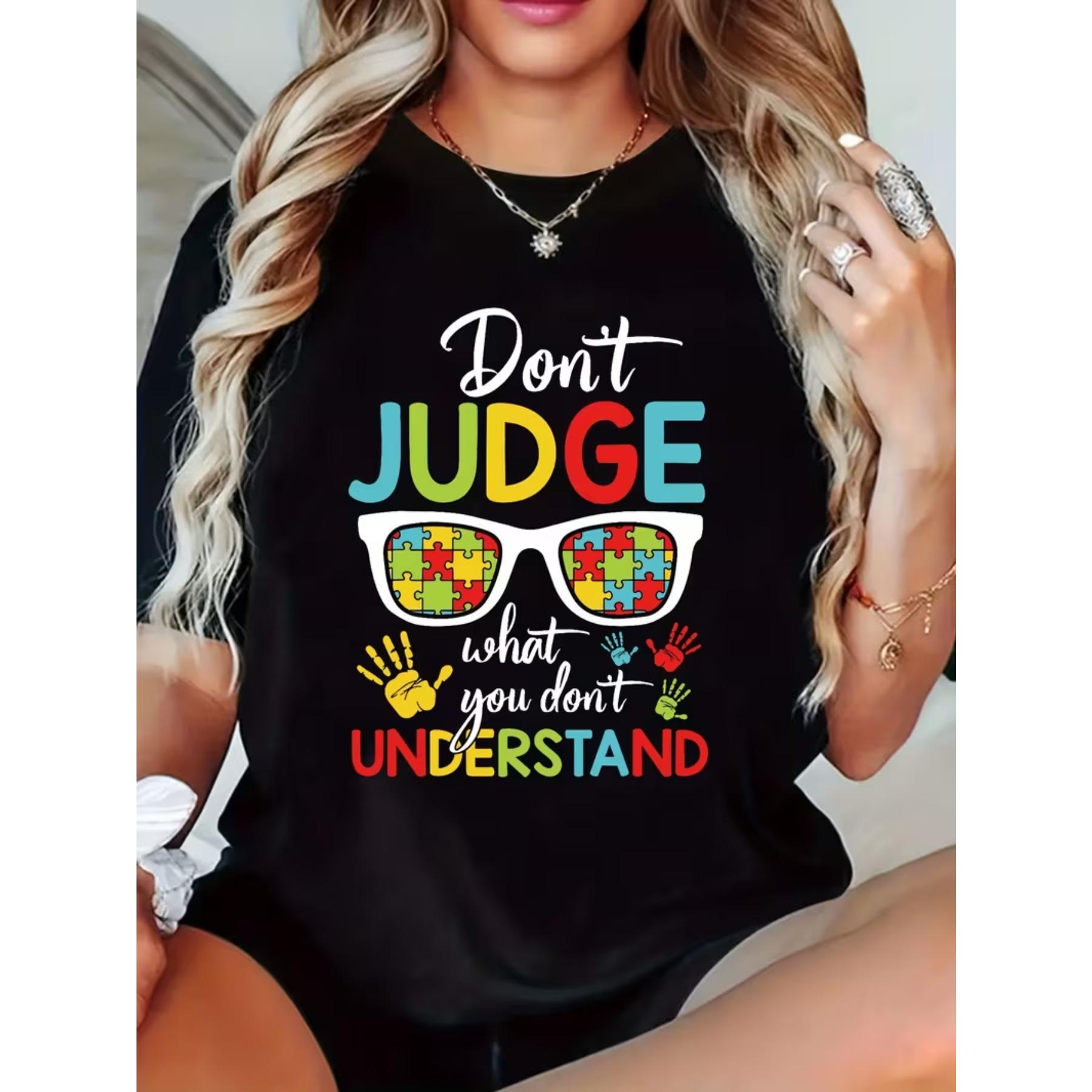Care for Autism Printed Short-Sleeve Round-Neck Casual Top Suitable for Women S Spring and Summer Wear S чёрный