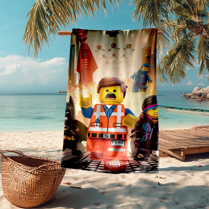 Ultra-Soft Beach Towel with Lego Theme,Ideal for Pool - Camping, Diving - Perfect Travel Essential, Vibrant Beach Towel.