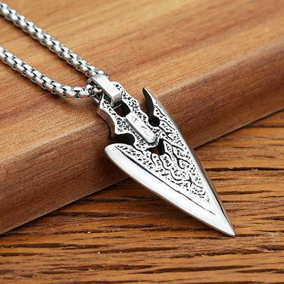 Retro Men's Stainless Steel Arrow Head Pendant Long Chain Necklace Nordic Viking Pendant Classic Amulet Jewelry Gift