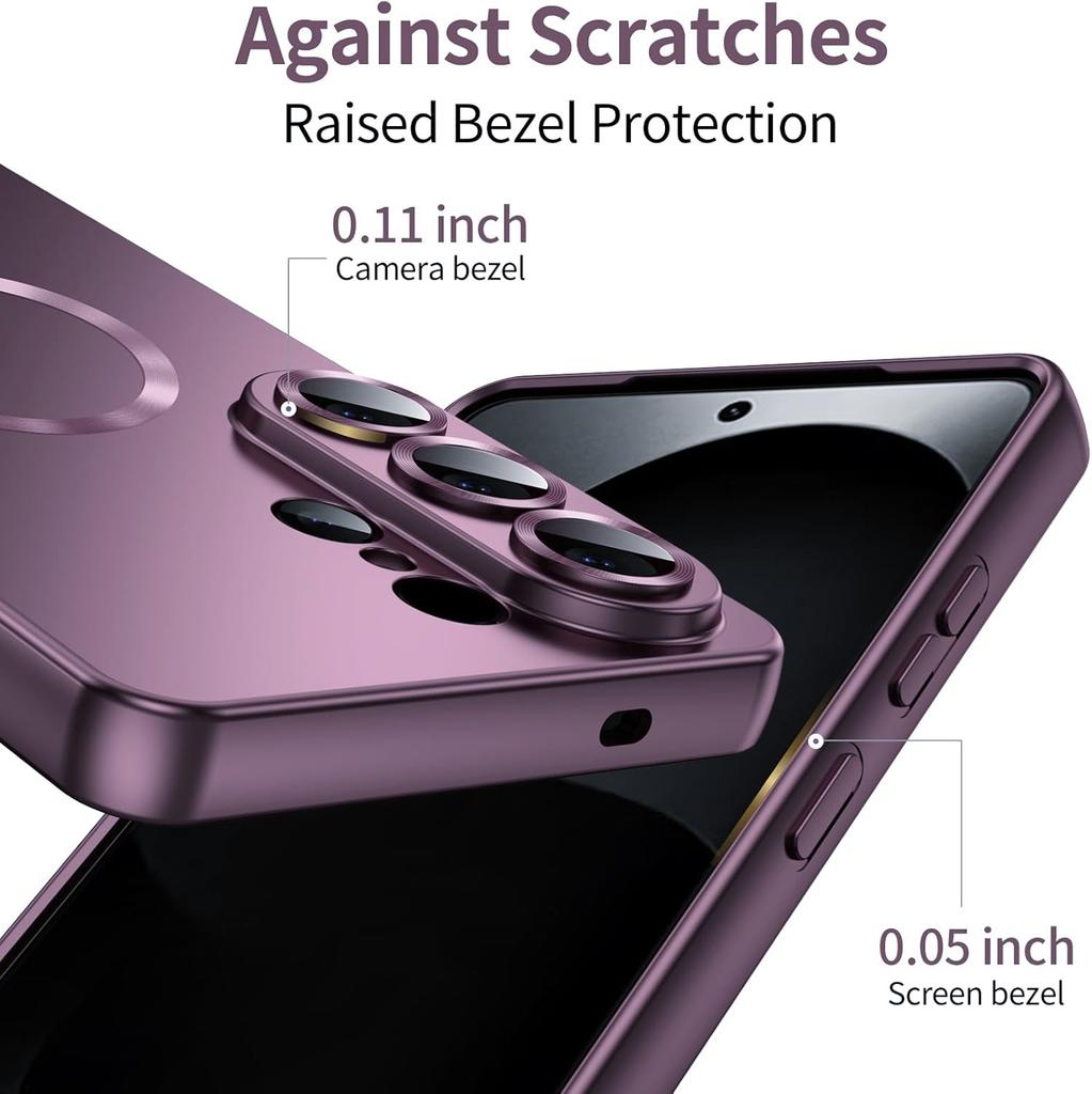 Samsung Galaxy S26 Ultra/S26+/S26 Telefon Kılıfı için Manyetik, Ekran ve Kamera Koruyuculu, Metalik Parlak Lüks Darbeye Dayanıklı İnce
