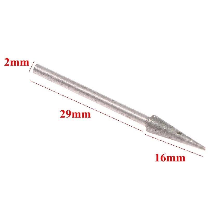 6Pcs 1-4mm Diamond Grinding Head Needle Bits Burrs Engraving Carving Tool 2.35mm Shank D