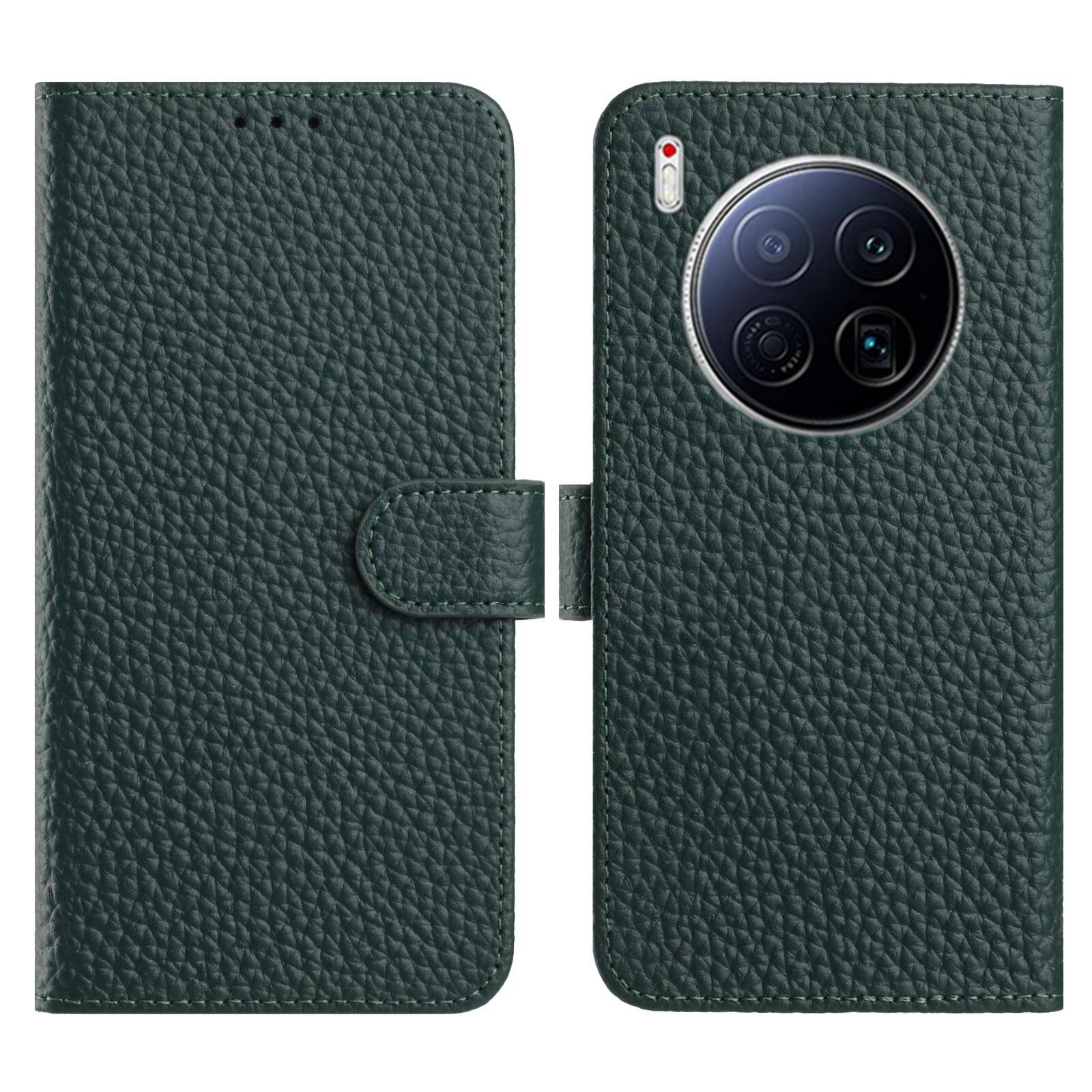 

Для TECNO Camon 40 Premier 5G Чехол Кошелек Подставка Текстура Личи Натуральная Коровья Кожа Книжка Чехол для Телефона Green