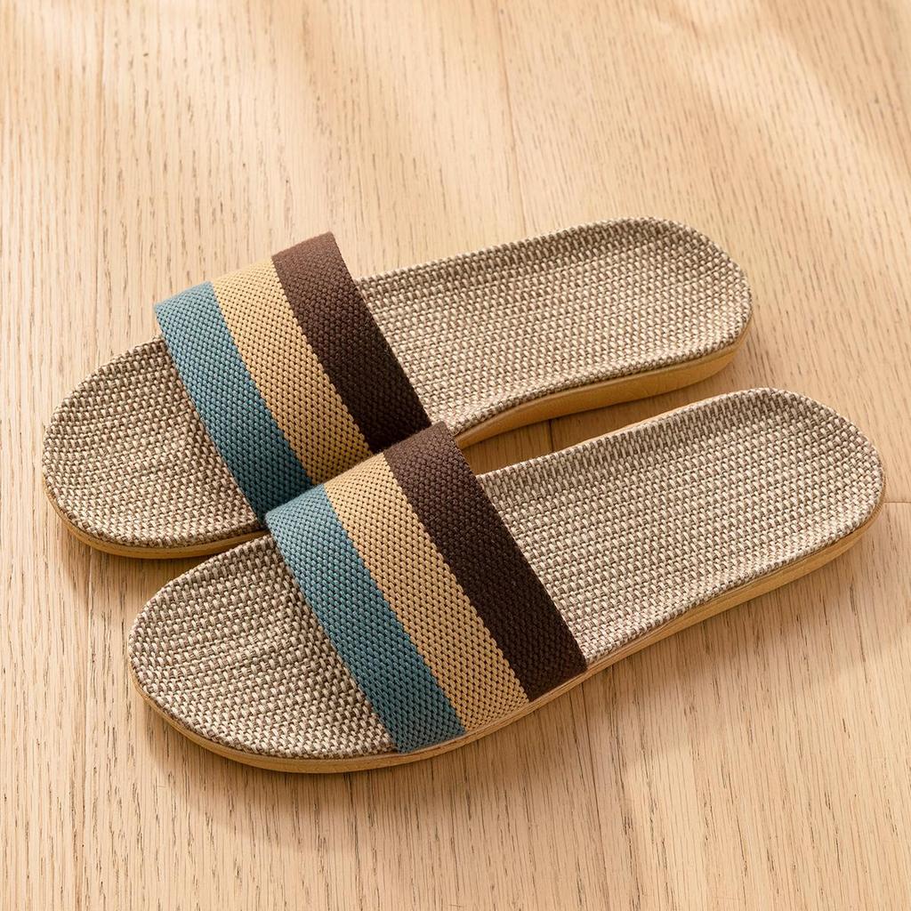 2025 Jarní bavlněné a lněné pantofle v japonském stylu: Dámský pot absorbující, protiskluzový pro všechna roční období
