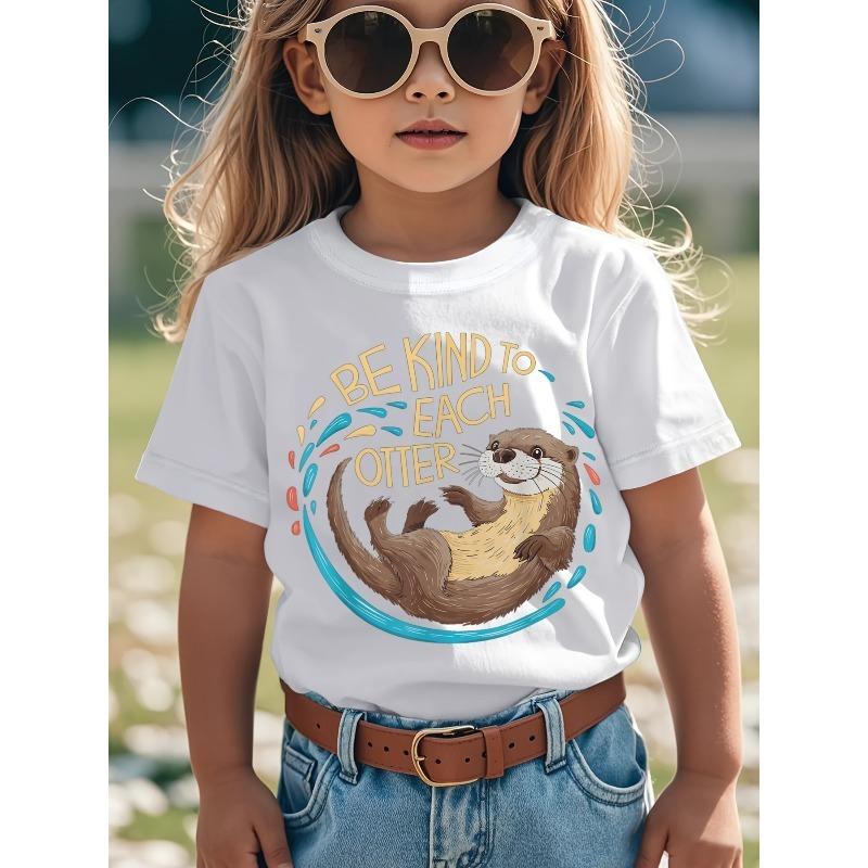 European Sizes Be Kind To Each Otter Funny Pun Graphic T-Shirt for - Cute Otter Design with Heart & Bubble Lettering
