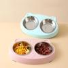 Pet Double Bowl Plastic Kitten Cat Food Drinking Tray Feeder Cat Feeding Pet Supplies Accessories