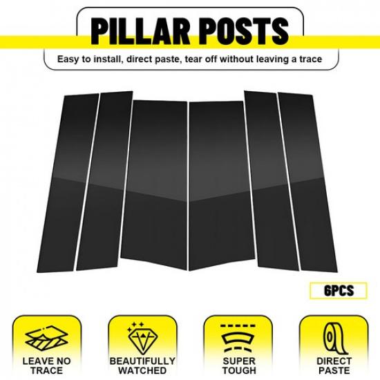 6Pcs Black Pillar Posts Fits Honda Odyssey 2011-2017 Window Trim Piano Cover EXV