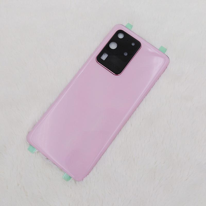 Back Battery Cover For Samsung Galaxy S20 Ultra S20U 5G SM-G988 Glass Rear Housing Replacement Parts With Camera Lens Frame
