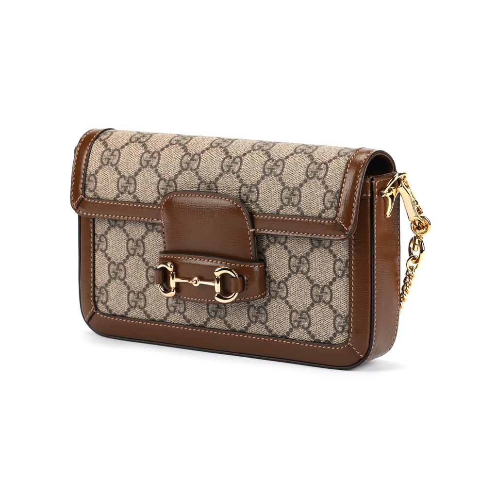 Gucci Borsa a Spalla Mini in Tela e Pelle con Morsetto 1955 e Tracolla Staccabile da Donna Marrone 752002-92TCG-8563