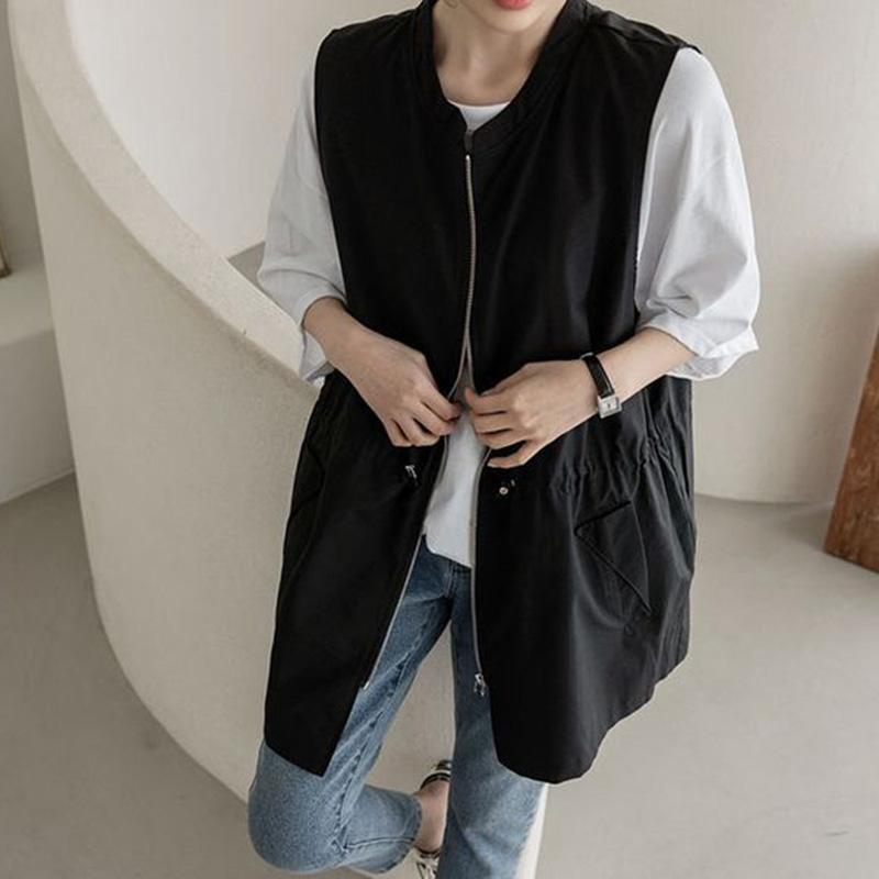 Vest for Women Autumn Loose Double Layer Sleeveless Tops Windbreaker Oversize Casual V-neck Vest