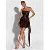 European and American Tube Top Bright Diamond Waist Dress, Satin Irregular Short Skirt, Party Night Tight Temperament Dress Skirt