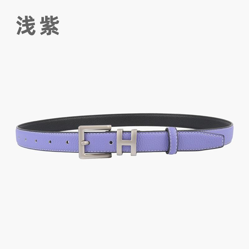 Lychee Pattern First Layer Cowhide Leather Women'S Belt Simple H Women'S Belt With Jeans Casual Pants