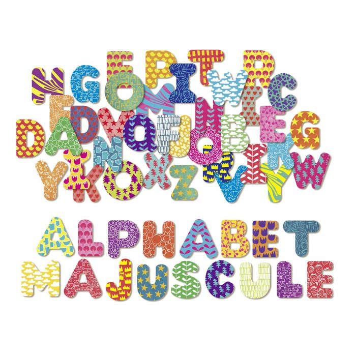 Magnets Alphabet Majuscule : 56 Pièces En Bois